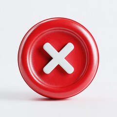Fototapeta premium A red circular button with a white 'X' symbol