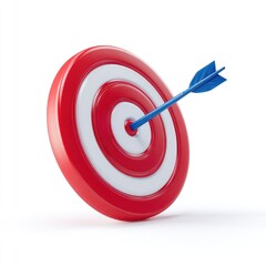Red target with blue arrow in center,  3D rendering
