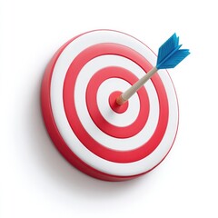 Red target with arrow in bullseye.  3D rendering