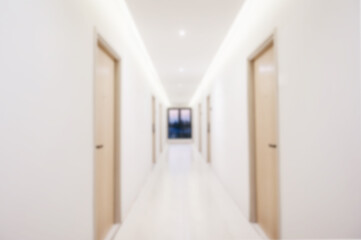 Bright Minimalist Hotel Hallway with Wooden Doors