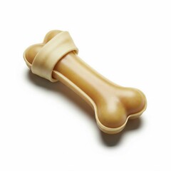 Dog rawhide bone treat isolated on white background, a popular chew toy for pets and a tasty snack