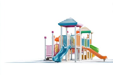 Colorful playground structure isolated on white