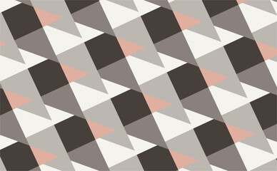 A seamless abstract pattern with a mix of pink, grey, and brown geometric shapes. Perfect for modern design, textiles, and digital backgrounds.