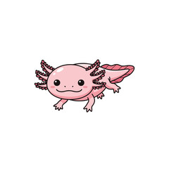 Cute Pink Axolotl Cartoon Illustration