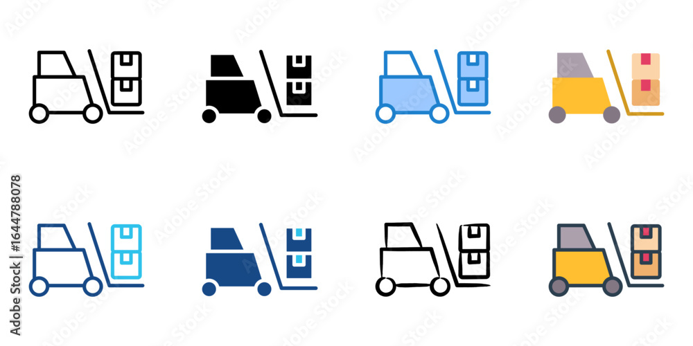 Poster forklift icon set multiple style collection