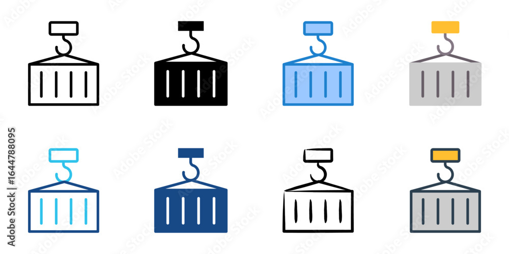 Poster container icon set multiple style collection