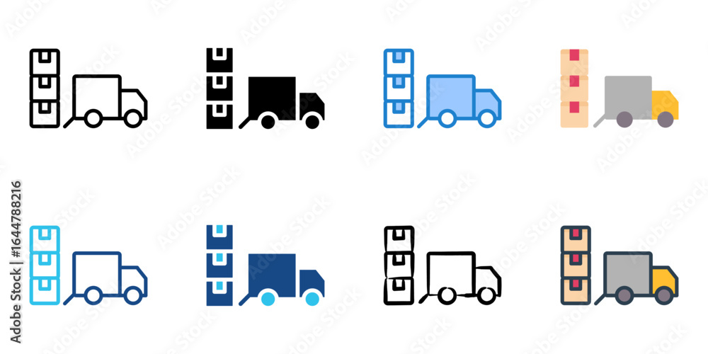 Poster logistic icon set multiple style collection