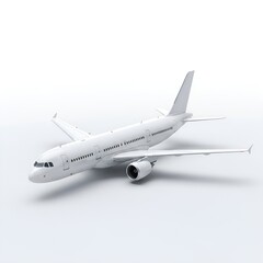 Obraz premium A modern white airplane model isolated on white background showcasing its sleek design and powerful engines
