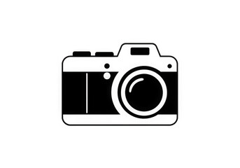Simple black and white camera icon isolated on transparent background