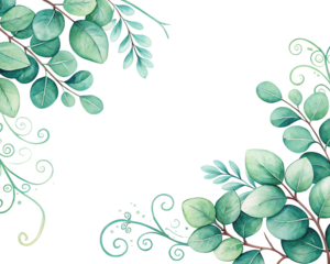 abstract floral background with leaves on transparent background.