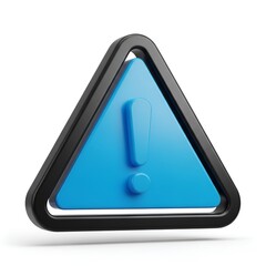 A blue warning sign with exclamation mark isolated on white background indicating potential hazards and the need for caution