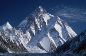 Majestic mountain peak, snow-capped