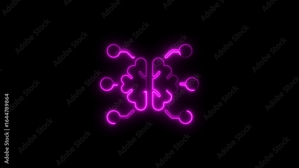 Aufkleber neon brain illustration representing artificial intelligence and neural network technology