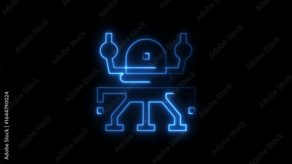Poster futuristic neon robot design on black background depicting artificial intelligence and technology