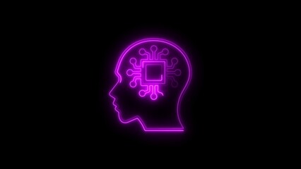 Obraz premium Glowing neon brain with circuit board concept representing artificial intelligence technology