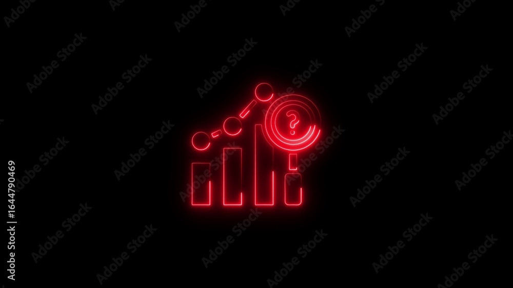Aufkleber glowing red neon light conceptual data analysis and business strategy with a question mark