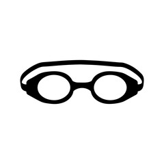 Fototapeta premium Swimming goggles silhouette vector flat illustration on white background.
