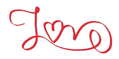 Text love lineart design 