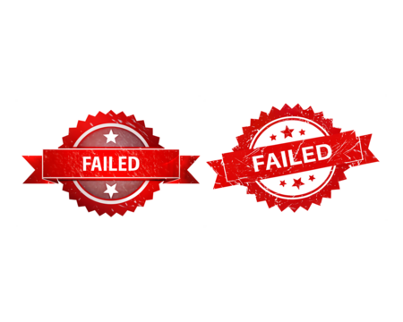 Failed round rubber stamp on transparent background.