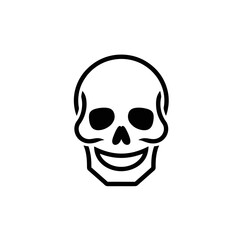 Smiling and Cute Skull Logo, Clean Shapes, Thick Black Lines