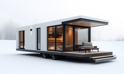 Tiny home concept, illustrating the minimalist lifestyle by advocating for living more with less. The compact, functional living space is designed for simplicity and sustainability, Generative AI