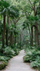 Fototapeta premium Lush Green Canopy Path Through a Subtropical Forest