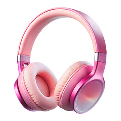 Stylish pink wireless headphones for immersive audio and music listening, isolated on transparent background
