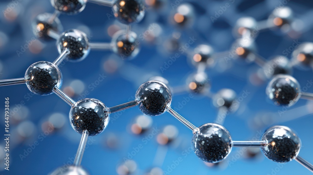 Poster molecular structure: a detailed close-up of a mesmerizing molecule configuration, showcasing a netwo