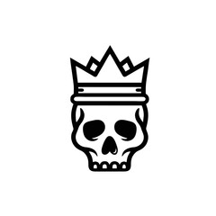 Skull Crown Logo, Bold Black Outline, Minimal Details, Smooth Curves