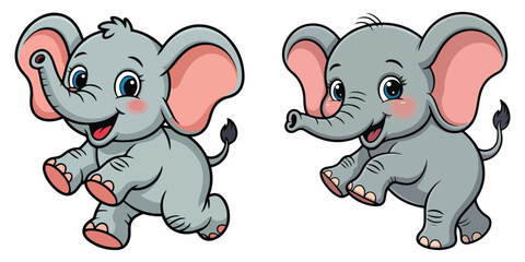 Naklejka premium Cute elephant cartoon vector art