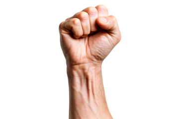 A powerful raised fist symbolizing strength and unity.