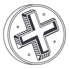 Obraz premium 3d plus symbol inside a circle with abstract shapes