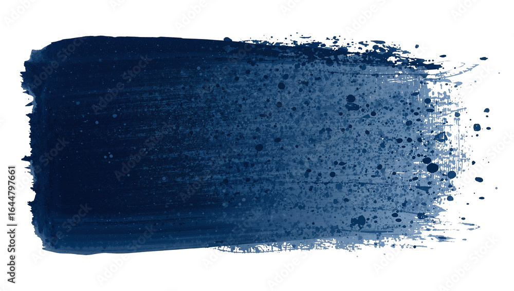 Wall mural textured blue paint stroke with a gradual gradient on an isolated transparent display