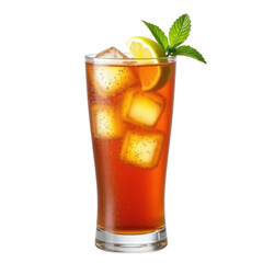 Refreshing Iced Tea with Lemon and Mint Isolated on Black Background Perfect for Summer Drink Concepts and Beverage Photography Projects