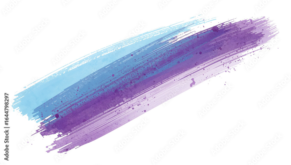 Poster diagonal gradient watercolor brush stroke on isolated clear backdrop creating a colorful splash