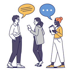 Diverse group of people communicating and sharing information