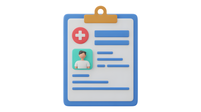 Medical chart with patient profile and red cross icon, healthcare concept