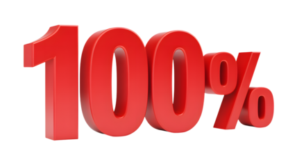 Bold red 100% success symbol for marketing, business achievement, and sales