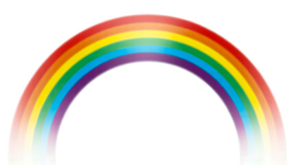 Vibrant rainbow arc with seven colors isolated on white background
