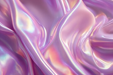 Fototapeta premium Close-up of draped, iridescent, pink fabric. Soft, flowing folds. Shimmering light effects