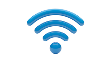 Glossy 3D WiFi symbol represents connectivity, internet, and wireless access