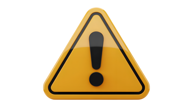 Warning sign with exclamation mark on yellow triangle for safety alert symbol