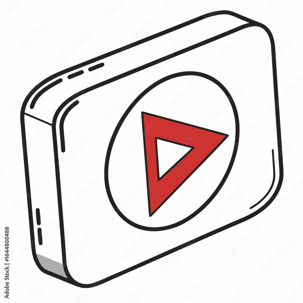 Poster 3d play button icon with red triangle