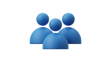 Group of people icons representing community, teamwork, and collaboration in 3D