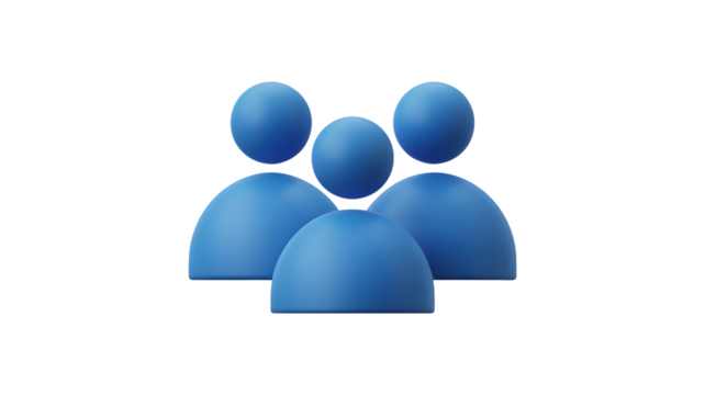 Group of people icons representing community, teamwork, and collaboration in 3D