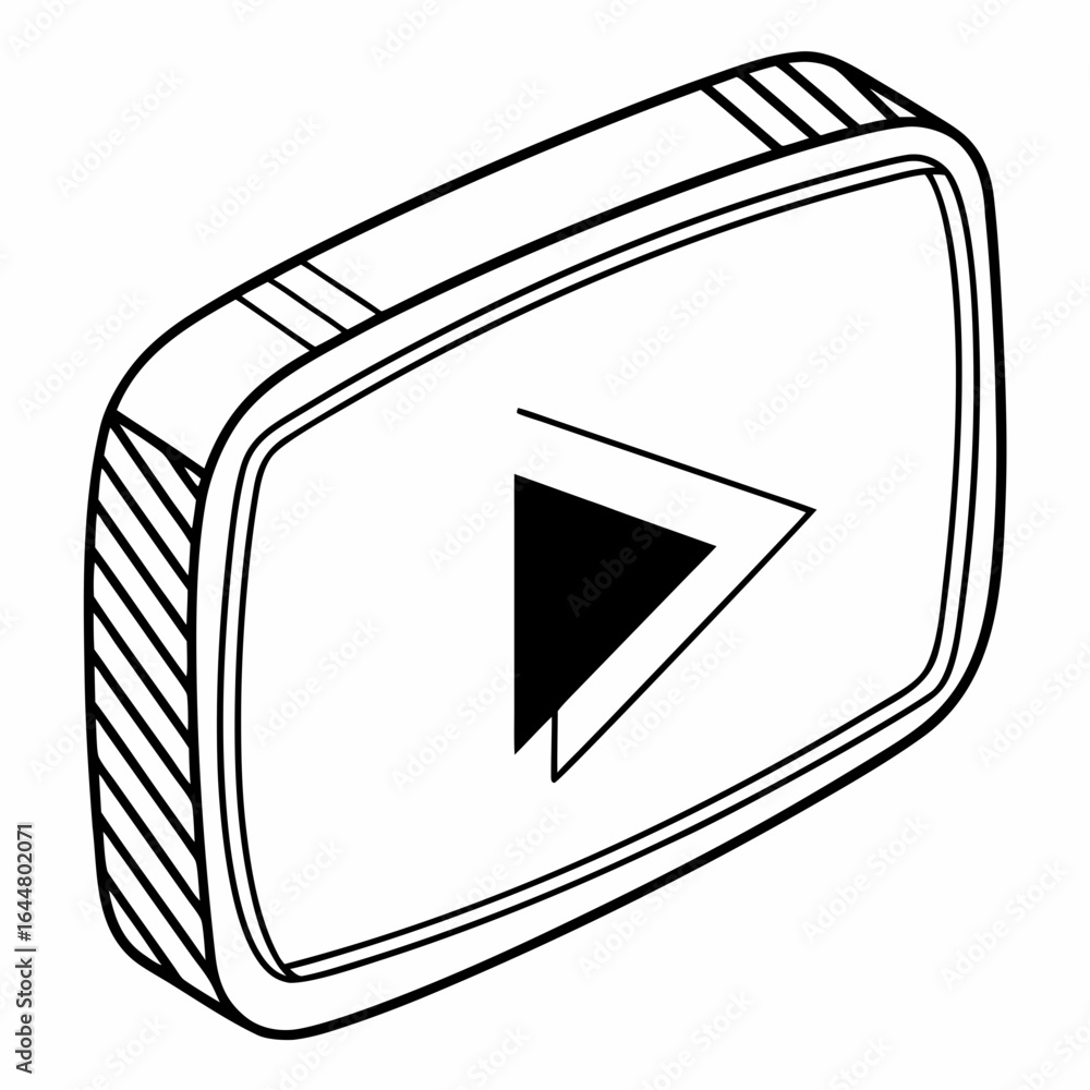Poster stylized play button icon with 3d effect