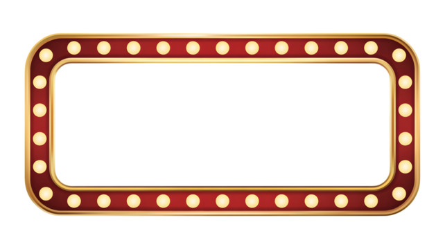 Retro marquee sign with glowing lights, perfect for announcements and events