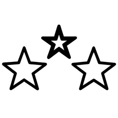 Obraz premium Three stylized black outline stars on a white background representing a rating or achievement concept
