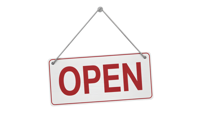 Open sign ready for business, welcoming customers with inviting message - Powered by Adobe