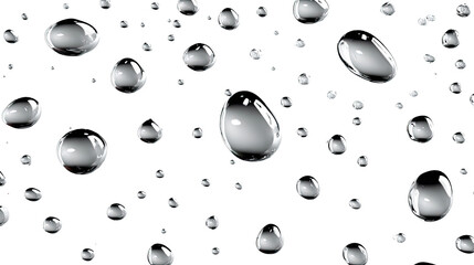 Transparent Water Droplets: Captivating macro shot of crystal-clear water droplets, each reflecting light and creating an ethereal display of purity and freshness. 